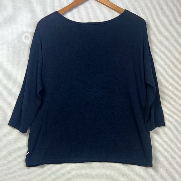 J. Jill Wearever Collection Women’s Medium Petite MP Top Blouse Navy/White - Picture 6 of 8
